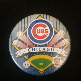 Chicago Cubs National League Large Round Button Pin 3 1/2 " Diameter Metal