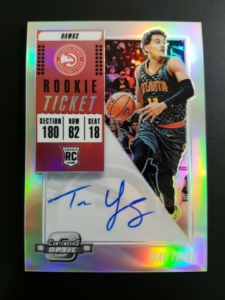 2018 - 19 Panini Contenders Variation Silver Prizm Trae Young Rc Auto G4 Read
