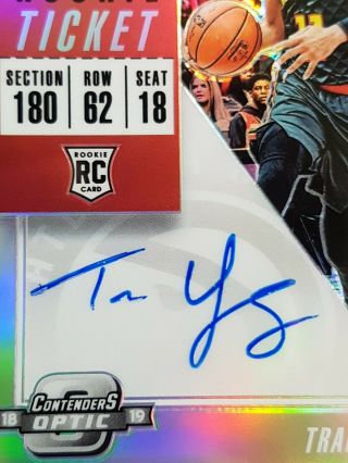 2018 - 19 Panini Contenders Variation Silver Prizm Trae Young RC Auto G4 READ 2