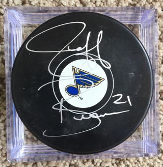 Jeff Brown Authentic Signed St Louis Blues Official Nhl Hockey Puck Autographed