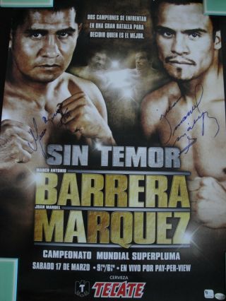 Juan Manuel Marquez & Marco Antonio Barrera Dual Signed Poster Global