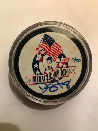 Dave Silk Autographed 1980 Miracle On Ice Usa Hockey Puck 15/50 3 Day