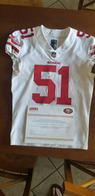Nfl 49ers Game Worn Malcolm Smith Away Jersey Number 51 W/ Certificate
