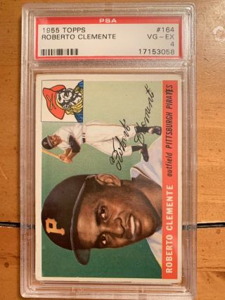 1955 Topps Roberto Clemente Rookie Rc 164 Psa 4 Great Color Sharp.