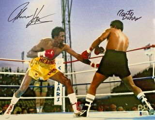 Tommy Hearns Roberto Duran Dual Signed 11 X 14 Photo Autograhped - Beckett Bas