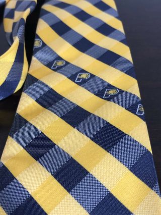 Indiana Pacers Woven Checkered Tie - Navy Blue/gold Nba