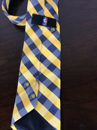 INDIANA PACERS Woven Checkered Tie - Navy Blue/Gold NBA 3