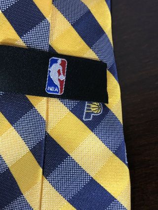 INDIANA PACERS Woven Checkered Tie - Navy Blue/Gold NBA 4