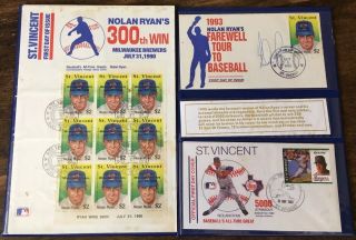 1993 Nolan Ryan Signed Farewell Tour To Baseball Stamps Fdc First Day Cover Auto