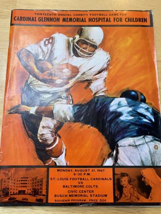 SIGNED 1967 Cardinals/Colts NFL Program,  Notes,  Passes - Unitas,  Moore,  Bubba 2