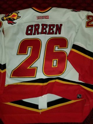 Josh Green Calgary Flames Game Worn Jersey Oilers Rangers Moose Kookoo Sm - Il