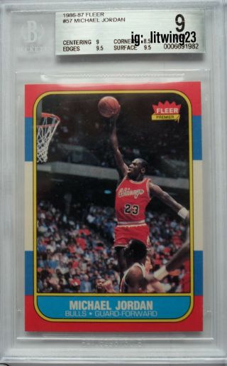 1986 Fleer Basketball Michael Jordan Rookie Rc 57 Bgs 9 With Two 9.  5s