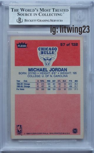 1986 Fleer Basketball Michael Jordan ROOKIE RC 57 BGS 9 with two 9.  5s 2