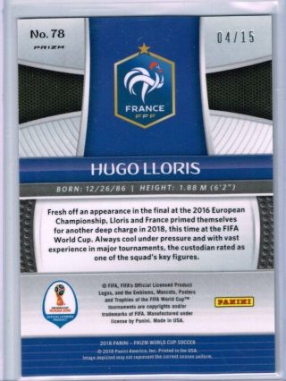 2018 Panini Prizm World Cup Soccer Hugo Lloris (France) Gold Lazer SSP 4/15 2
