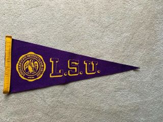 Vintage 1950’s Lsu Louisiana State University Felt Pennant Purple Gold