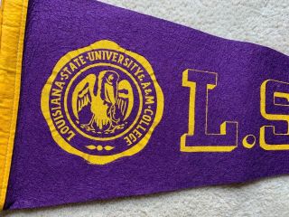 Vintage 1950’s LSU Louisiana State University Felt Pennant Purple Gold 2