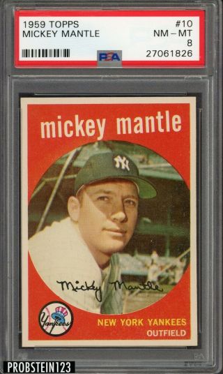 1959 Topps 10 Mickey Mantle York Yankees Hof Psa 8 " Looks Nicer "