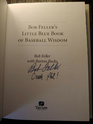Bob Feller Signed autographed Book cleveland indians hall of fame baseball 2