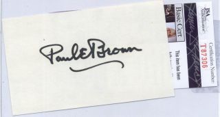Paul E.  Brown (d.  1991) Browns Hof Signed Index Card - Jsa