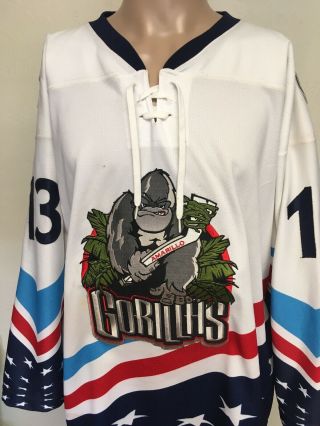 Amarillo Gorillas Jamie Wright Game Worn Hockey Jersey White 2008 - 2009 Size 54