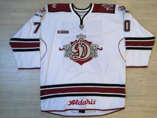 Khl Dinamo Dynamo Riga Game Worn Latvia Latvija Ice Hockey Jersey 70 Indrasis