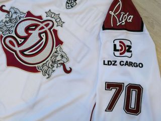 KHL Dinamo Dynamo Riga Game Worn Latvia Latvija Ice Hockey Jersey 70 INDRASIS 6