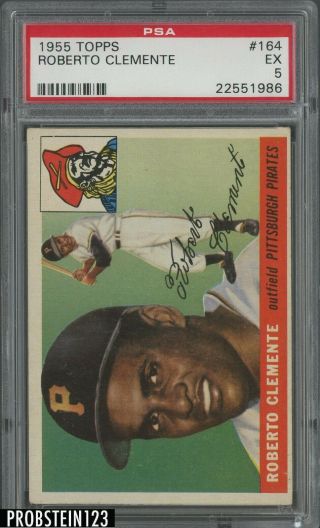 1955 Topps 164 Roberto Clemente Pirates Rc Rookie Hof Psa 5 Iconic Card