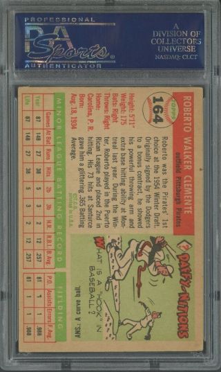 1955 Topps 164 Roberto Clemente Pirates RC Rookie HOF PSA 5 ICONIC CARD 2