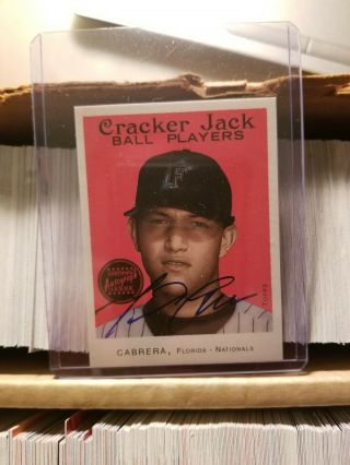 2004 Cracker Jack Miguel Cabrera Mini Auto Baseball Card 226