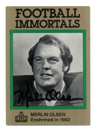 Merlin Olsen Rams Hof Signed Auto 1985 Football Immortals 94 - Jsa