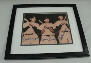 Joe Dimaggio Mickey Mantle Ted Williams Signed Autographed Framed Photo Yankees