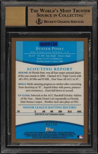 2008 Bowman Chrome Gold Refractor Buster Posey ROOKIE RC AUTO /50 BGS 9.  5 (PWCC) 2