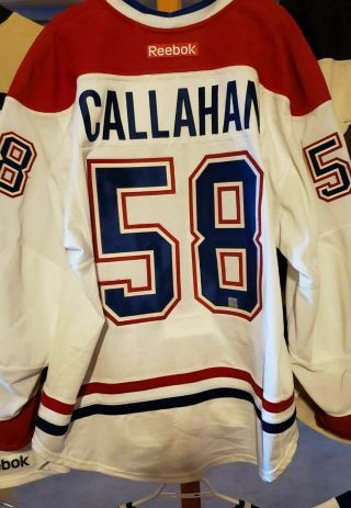 Joe Callahan Montreal Canadiens Game Worn Issued Jersey Sharks Yale Ncaa