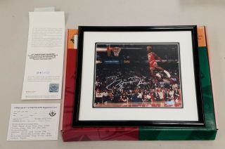 Michael Jordan Signed Uda Gatorade Dunk Contest 8x10 Photo Framed Autograph Auto