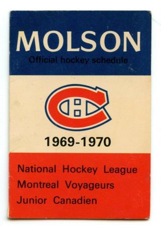 1969 - 70 Molson Nhl Schedule And Montreal Voyageurs Junior Canadiens Unmarked