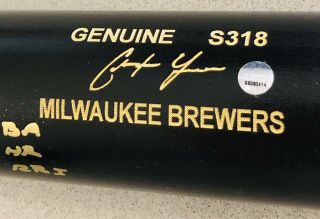 Christian Yelich Brewers MVP Signed Game Model Autographed Baseball Bat STEINER 5