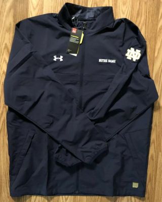 Notre Dame Football Team Issued Under Armour Full Zip Jacket 2xl Tags