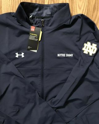 Notre Dame Football Team Issued Under Armour Full Zip Jacket 2xl Tags 2