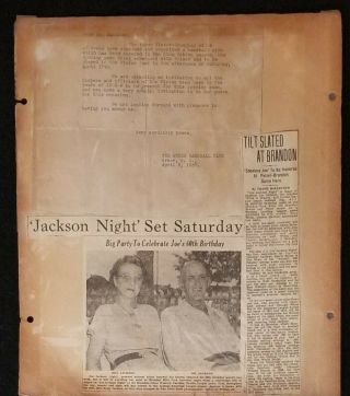 1937 Typed Letter to SHOELESS JOE JACKSON affixed to 2 Sided Scrapbook Page 2