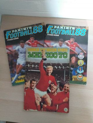 3 Vintage Football Sticker Albums - Panini 88 X2 And Mexico 70 Only 2 Missing