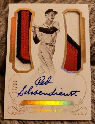 2016 Panini Flawless Red Schoendienst 3 Color Dual Patch Auto 10/10 Cardinals Sp