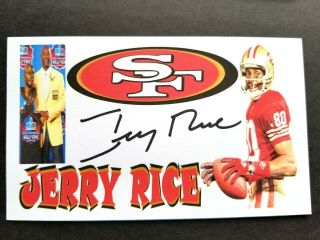 Jerry Rice " San Francisco 49ers " Hof Superbowl Champ Autographed 3x5 Index Card