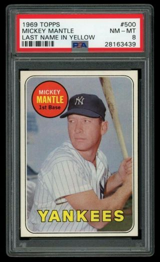 1969 Topps Mickey Mantle 500 Psa 8 Nm -,  Centered High End Example