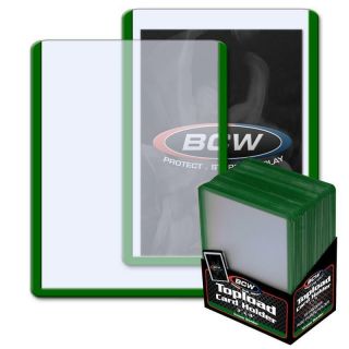 1 Case Of 1000 3x4 Bcw 12 Mil Standard Topload Card Holder - Green Border