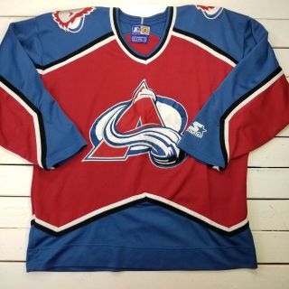 Vintage Starter Nhl Colorado Avalanche Hockey Jersey Mens Large Sewin Ls110