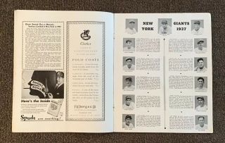 WORLD SERIES PROGRAM 1937 UNSCORED Yankees vs.  Giants Gehrig Dimaggio Ott 6