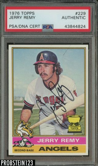 1976 Topps 229 Jerry Remy Signed Auto California Angels Psa/dna Authentic