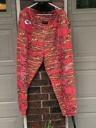 Vintage 90s Zubaz Kansas City Chiefs Red Yellow Pants Adult Large Made In Usa
