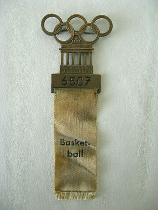 1936 Olympics Basketball Badge / Bill Wheatley Estate,  Gold Medal Winner