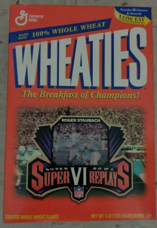 1996 Wheaties Cereal Box Football Bowl Vi Replay Roger Staubach